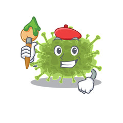 A creative haploviricotina artist mascot design style paint with a brush
