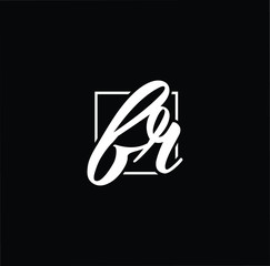 Minimal elegant monogram art logo. Outstanding professional trendy awesome artistic FR RF initial based Alphabet icon logo. Premium Business logo White color on black background