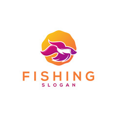 Obraz premium awesome fishing fish gradient logo vector