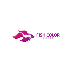 awesome fish gradient color logo vector