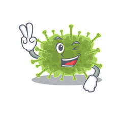 Happy haploviricotina cartoon design concept with two fingers