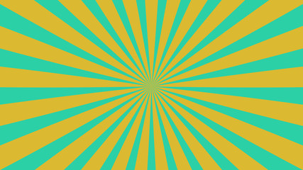 Sunburst, radiating, sun light, circuses, stripe background design. Royalty high-quality best stock image of cartoon sunburst pattern yellow, green background. Stripes sunburst in retro pop art style