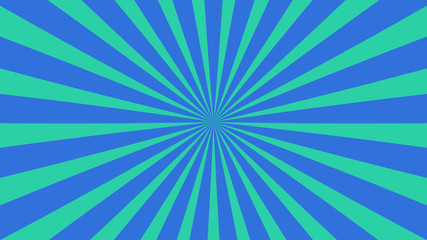 Sunburst, radiating, sun light, circuses, stripe background design. Royalty high-quality best stock image of cartoon sunburst pattern blue, green background. Stripes sunburst in retro pop art style
