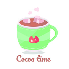 Vector illustration - cup of tasty hot chocolate or cocoa on white background