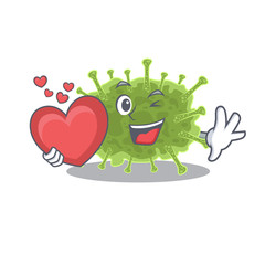 A sweet haploviricotina cartoon character style with a heart
