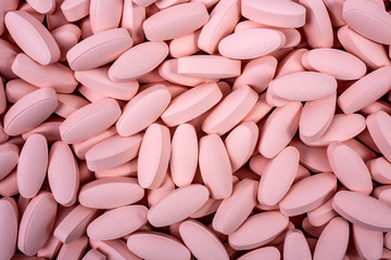 pills lie on table macro. Drugs, painkillers, colds and other medicines.