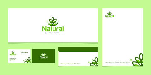 Natural product logo design vector template bundle with card name.