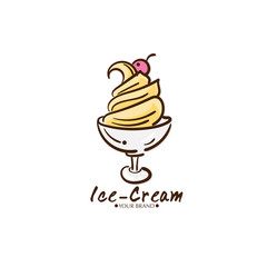 Ice cream dessert icon logo brand design graphic object.