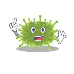 Haploviricotina mascot character design with one finger gesture