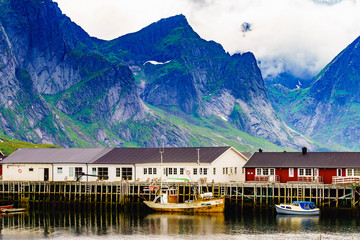 Fjord landscape. Lofoten islands Norway