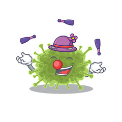 An attractive haploviricotina cartoon design style playing juggling