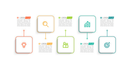 Minimal Business Infographics template. Timeline with 5 steps, options and marketing icons .Vector linear infographic with five conected elements. Can be use for presentation.