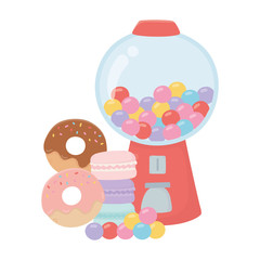 happy day, gumball machine donuts caramels cartoon