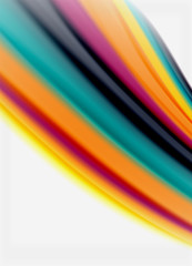 Wave lines abstract background, smooth silk design with rainbow style colors. Liquid fluid color waves. Vector Illustration