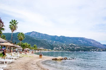 Foto op Canvas Corfu island beaches, waterfront, sea, havens, bays, boats, Greece © Stella Kou