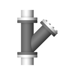 Pipe vector icon. Made from steel or metal connection by flange fitting fixing by screw and bolt. Part for pipeline construction to transport oil and gas in industry, water in plumbing and irrigation.