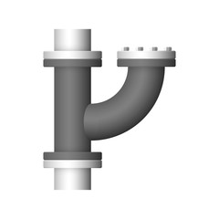 Pipe vector icon. Made from steel or metal connection by flange fitting fixing by screw and bolt. Part for pipeline construction to transport oil and gas in industry, water in plumbing and irrigation.