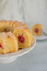 Raspberry Lemon Cake with tulips