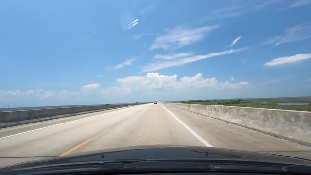 Driving Northbound on the Dauphin Island Bridge in Alabama