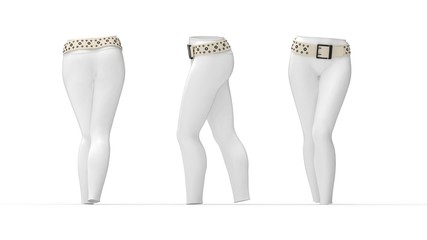 3D rendering of leggings woman pants shape walking isolated on white