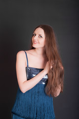 Naklejka premium girl in a blue dress