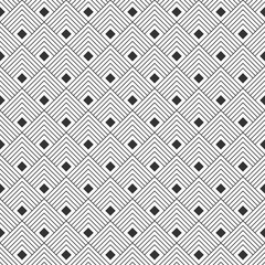 Abstract rhombuses seamless pattern. Repeating ethnic ornament. Tribal wallpaper. Ancient mosaic. Digital paper, web, textile print, package. Vector monochrome background.
