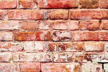 Texture of a brick wall with cracks and scratches which can be used as a background