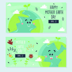 mother earth day hand drawn banner colorful