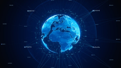 Digital cyberspace and digital data network connections concept. Transfer digital data hi-speed internet, Future technology digital abstract background concept.
