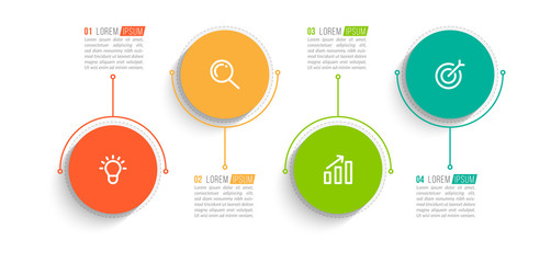 Minimal Business Infographics template. Timeline with 4 steps, options and marketing icons .Vector linear infographic with four conected elements. Can be use for presentation.