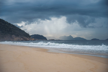 Thunderstorm on Copacabana. The rainy season in Rio de Janeiro.
