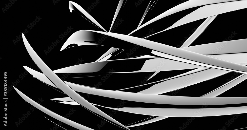 Poster crystal dynamic movement at dark background with white color.