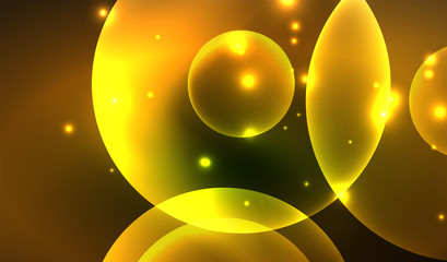 Glowing neon shiny transparent abstract geometric shapes with light effects. Techno futuristic vector abstract background For Wallpaper, Banner, Background, Card, Book Illustration, landing page