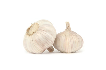 fresh garlic isolated on white background. Concept with vitamin and energy food.