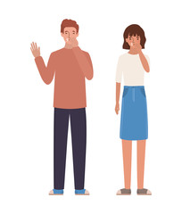 Man and woman with dry cough vector design