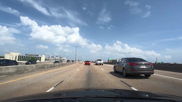 Driving Past New Orleans, Louisiana on Interstate 10
