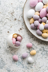 Easter composition with chocolate eggs