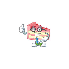 Cartoon character design of strawberry slice cake successful businessman