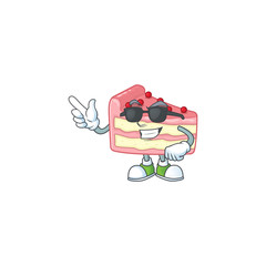 Super cute strawberry slice cake cartoon character wearing black glasses