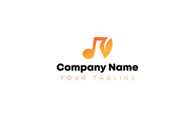 Music Logo Template Vector, Creative Design with Music Note and Leaf Elements