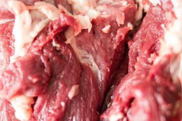 macro shot of raw juicy meat