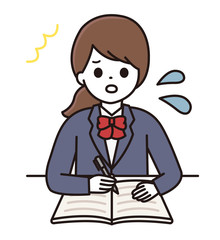 学生 女の子 勉強 イラスト