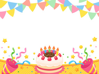 誕生日ケーキ_クラッカー_ガーランド_フレーム