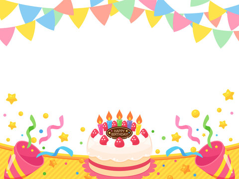 誕生日ケーキ_クラッカー_ガーランド_フレーム