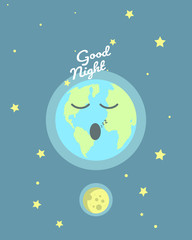 Good night mother earth day flat vector illustration