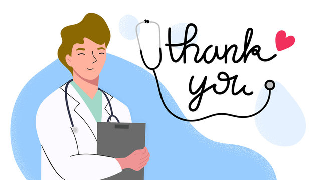 Thank you doctor and Nurses and medical personnel team for fighting the coronavirus. Thank you heroes, vector illustration