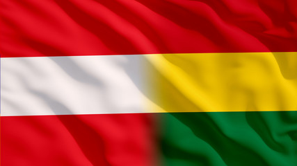 Waving Bolivia and Austria National Flags with Fabric Texture