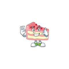 Strawberry slice cake mascot cartoon design make a call gesture