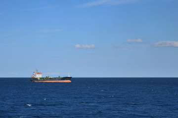 Providence oil tanker at sea horizon