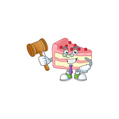 Fototapeta na wymiar Charismatic Judge strawberry slice cake cartoon character design with glasses